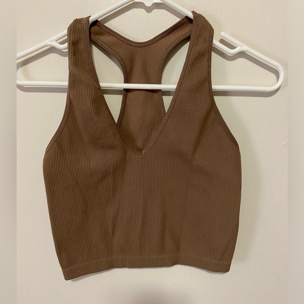 Free People Ribbed Tan Sports Bra